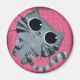 Cute Grey Cat met zwarte ogen Magneet