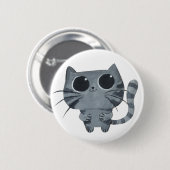 Cute Grey Cat met zwarte ogen Ronde Button 5,7 Cm (Voorkant /achterkant)