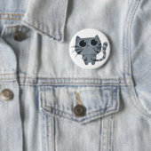 Cute Grey Cat met zwarte ogen Ronde Button 5,7 Cm (In situ)