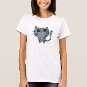 Cute Grey Cat met zwarte ogen T-shirt