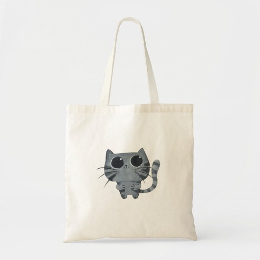 Cute Grey Cat met zwarte ogen Tote Bag (Voorkant)