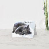 Cute Grey Cat Thinking of You Card Bedankkaart (Voorkant)