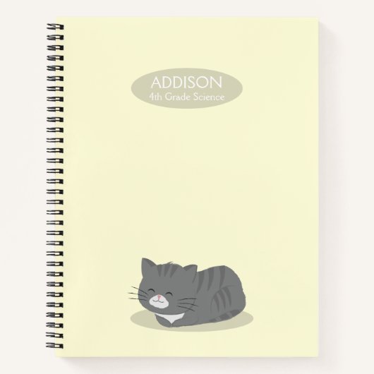 Cute Grey Cat Yellow Spiral Notitieboek (Voorkant)