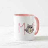Cute Grey Cat's Mother Blush Pink Mothers Day  Mok (Voorkant rechts)