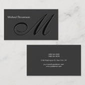 Cute Grey Clean Plain Monogram Visitekaartje (Voorkant / Achterkant)