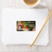 Cute Grey dog Red giftbox kleurrijk feestartikel Etiket (Insitu)