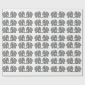 Cute Grey Elephant Parading on White Background Cadeaupapier (Vlak)