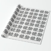 Cute Grey Elephant Parading on White Background Cadeaupapier (Uitgerold)