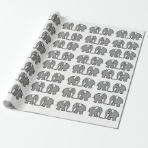 Cute Grey Elephant Parading on White Background
