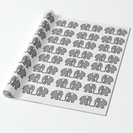 Cute Grey Elephant Parading on White Background Cadeaupapier