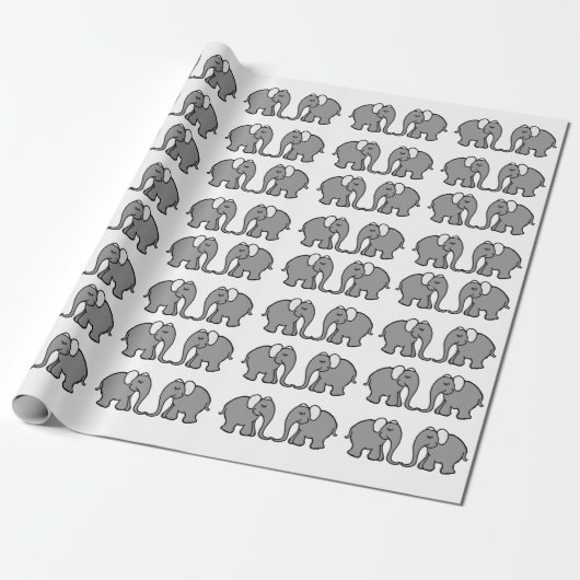 Cute Grey Elephant Parading on White Background Cadeaupapier (Uitgerold)