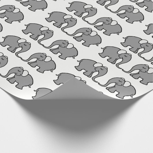 Cute Grey Elephant Parading on White Background Cadeaupapier (Hoek)