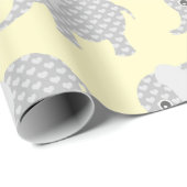 Cute Grey Elephants Pattern Kinder Yellow Cadeaupapier (Rol Hoek)
