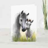 Cute Grey Horse and Foal Mother's Day Feestdagen Kaart (Voorkant)