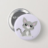 Cute Grey Kat Button (Voorkant /achterkant)