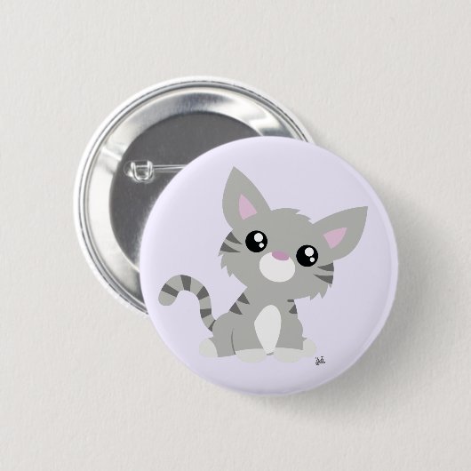 Cute Grey Kat Button (Voorkant /achterkant)