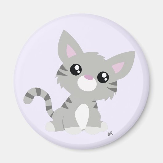 Cute Grey Kat Magnet (Voorkant)