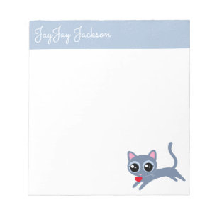 Cute Grey Kat met een hart op maat Notitieblok
