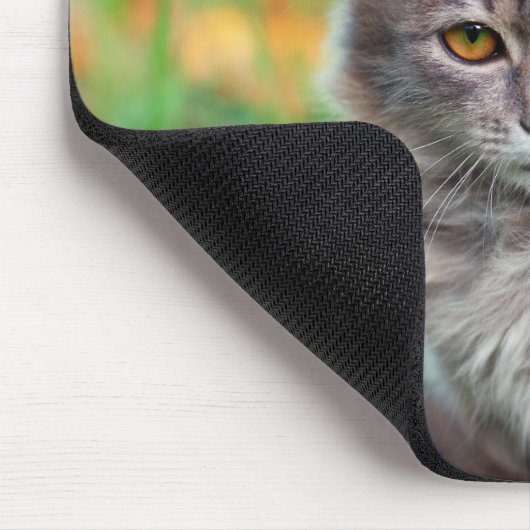 Cute Grey Kat met Leaf op Head Muismat (Hoek)