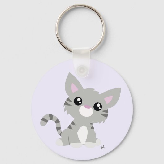 Cute Grey Kat Sleutelhanger (Voorkant)
