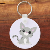 Cute Grey Kat Sleutelhanger (Voorkant)