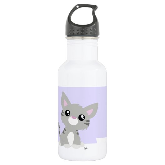 Cute Grey Kat Water Fles (Voorkant)