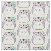 Cute Grey Kawaii Hamster Fabric Stof (Swatch)