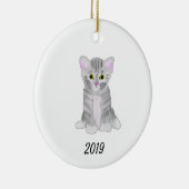 Cute Grey Kitten Ornament voor Kerstmis of Thuis (Rechts)