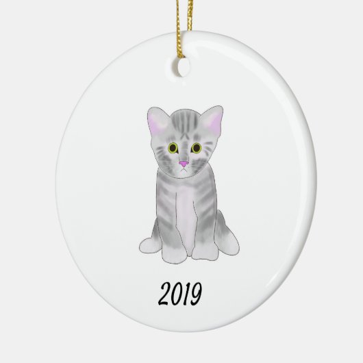 Cute Grey Kitten Ornament voor Kerstmis of Thuis (Links)