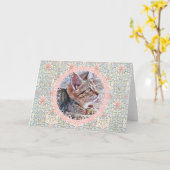 Cute Grey Kitten  Style Art Note Kaart (Gele Bloem)