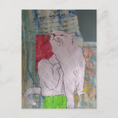 Cute Grey Kitty mixed media collage Briefkaart (Voorkant)