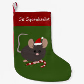 Cute Grey Mouse Kerstmis stoppen Kleine Kerstsok (Voorkant)