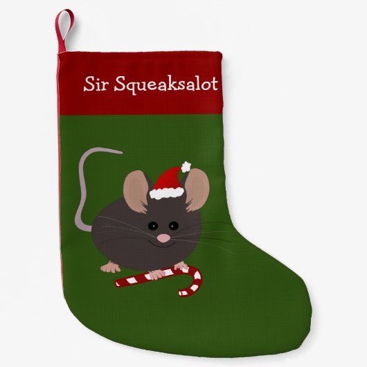 Cute Grey Mouse Kerstmis stoppen Kleine Kerstsok (Voorkant)