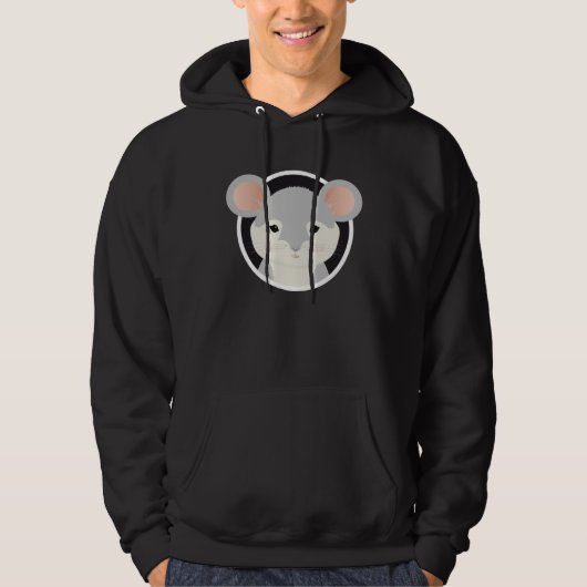 Cute grey mouse looks out of the mouse hole hoodie (Voorkant)