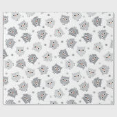 Cute Grey Owls Baby shower Wrapping Paper Cadeaupapier (Vlak)
