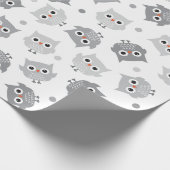 Cute Grey Owls Baby shower Wrapping Paper Cadeaupapier (Hoek)