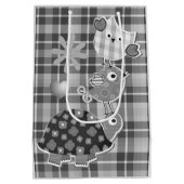 Cute Grey Plaid Turtle and Owl Personalised  Medium Cadeauzakje (Achterkant)