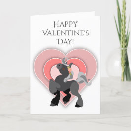 Cute Grey Pony and Hearts Horse Valentijnsdag Feestdagen Kaart