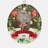 Cute Grey Waterverf Cat Kerstmis Keramisch Ornament (Links)