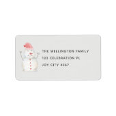 Cute Grey Waterverf Kerstmis Snowman Adres Etiket (Voorkant)