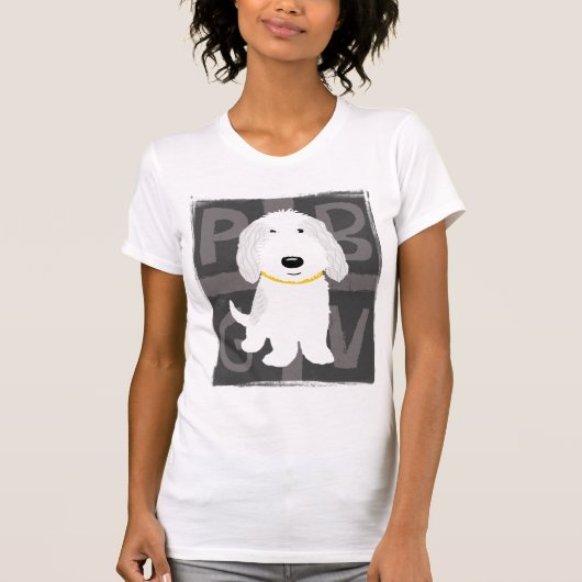 Cute Grey & White PBGV Cartoon Puppy Dog T-shirt (Voorkant)