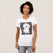 Cute Grey & White PBGV Cartoon Puppy Dog T-shirt (Voorkant volledig)