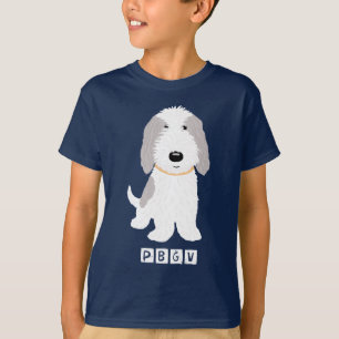 Cute Grey & White PBGV Cartoon Puppy Dog T-shirt