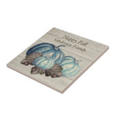 Cute Grey Wood Autumn Herfst Blue Pumpkin Ceramic Tegeltje (Zijkant)