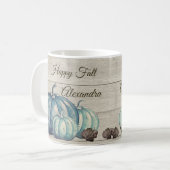 Cute Grey Wood Autumn Herfst Blue Pumpkin Koffiemok (Voorkant links)