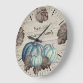 Cute Grey Wood Autumn Herfst Blue Pumpkin Large C Grote Klok (Hoek)