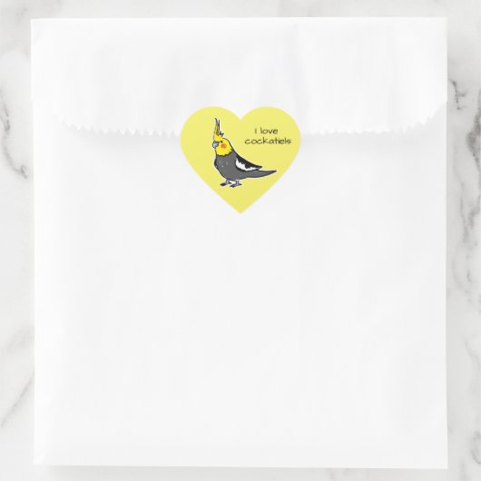 Cute Grey Yellow Cockatiel Bird Hart Sticker (Tas)