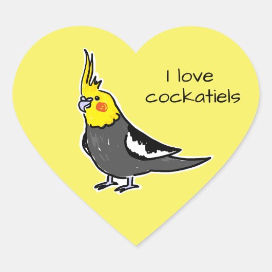 Cute Grey Yellow Cockatiel Bird  Hart Sticker (Voorkant)