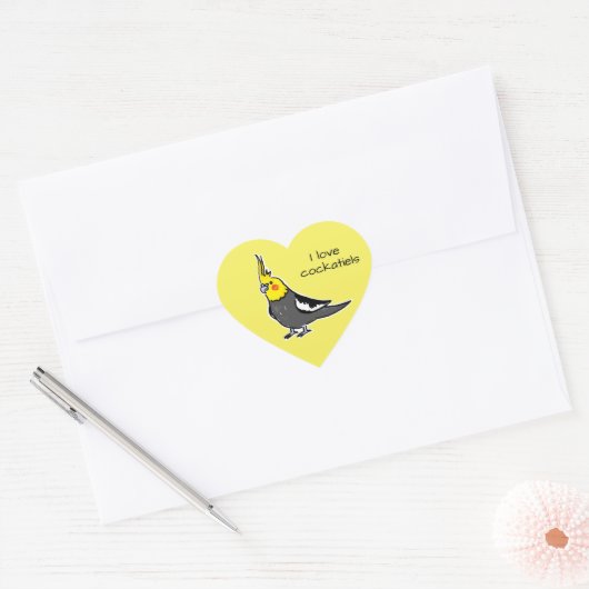 Cute Grey Yellow Cockatiel Bird  Hart Sticker (Envelop)
