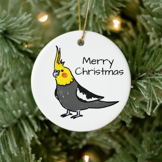 Cute Grey Yellow Cockatiel Bird Keramisch Ornament (Boom)